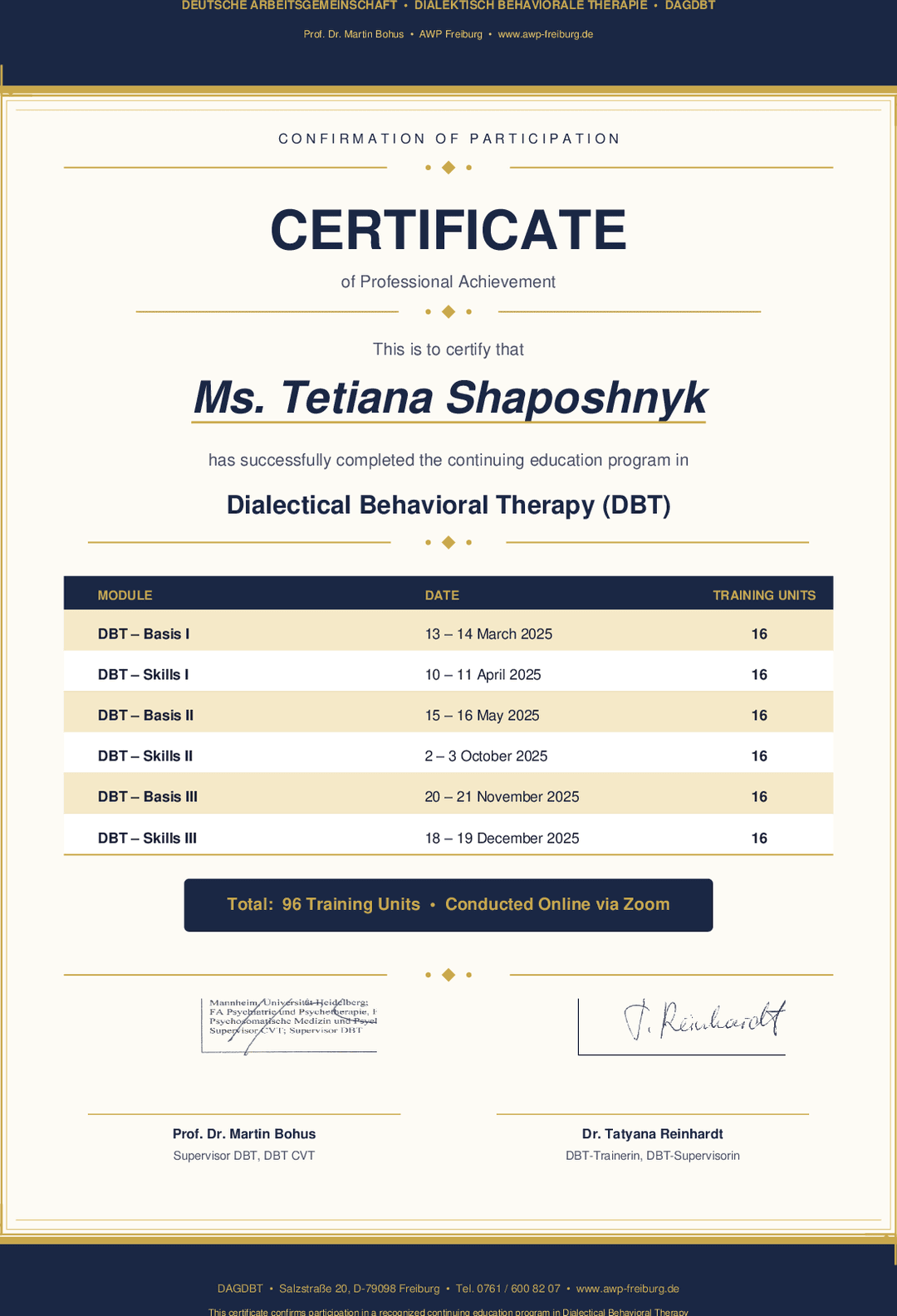 Dialectical Behavioral Therapy (DBT)